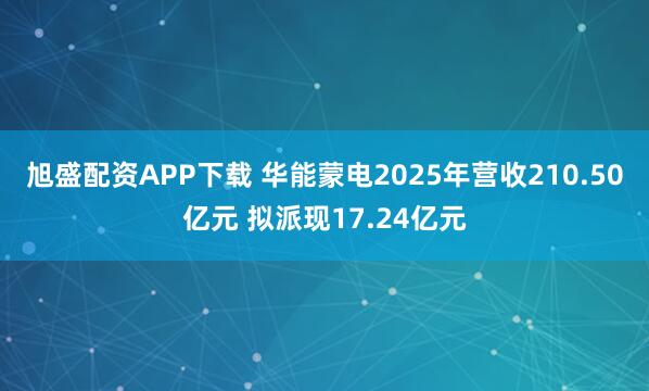 旭盛配资APP下载 华能蒙电2025年营收210.50亿元 拟派现17.24亿元